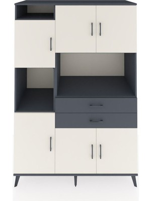 Dienni Kronos Dolap 8 Raflı 2 Çekmeceli 6 Kapaklı 132X59X195 Antrasit-Aytaşı/antrasit