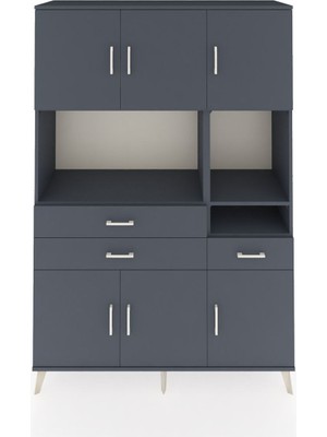 Dienni Hyperion Dolap 9 Raflı 3 Çekmeceli 6 Kapaklı 132X44X195 Antrasit-Antrasit/antrasit