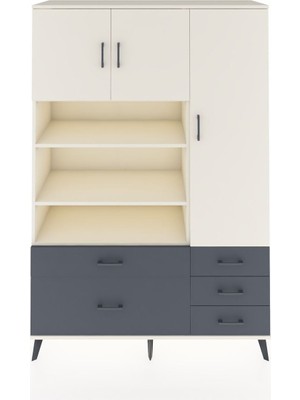 Dienni Hyperion Dolap 9 Raflı 5 Çekmeceli 3 Kapaklı 132X44X195 Aytaşı-Aytaşı/antrasit