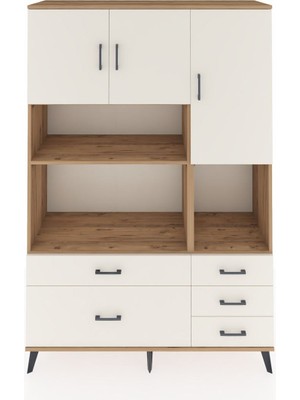 Dienni Hyperion Dolap 8 Raflı 5 Çekmeceli 3 Kapaklı 132X44X195 Çam-Aytaşı/aytaşı