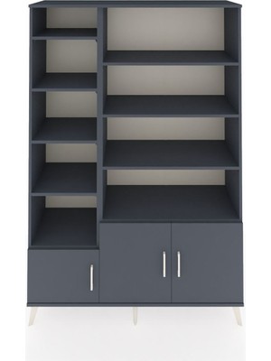 Dienni Hyperion Dolap 10 Raflı 3 Kapaklı 132X44X195 Antrasit-Antrasit/antrasit