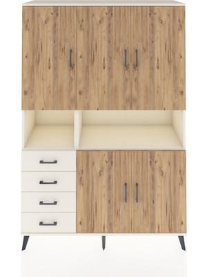 Dienni Hyperion Dolap 7 Raflı 4 Çekmeceli 5 Kapaklı 132X44X195 Aytaşı-Çam/aytaşı