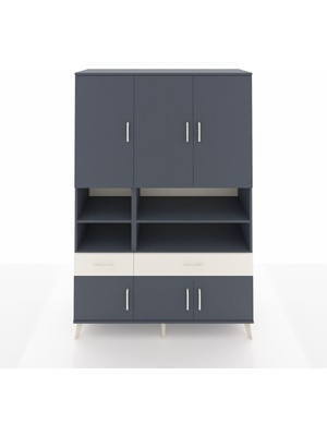 Dienni Hyperion Dolap 8 Raflı 2 Çekmeceli 6 Kapaklı 132X44X195 Antrasit-Antrasit/aytaşı
