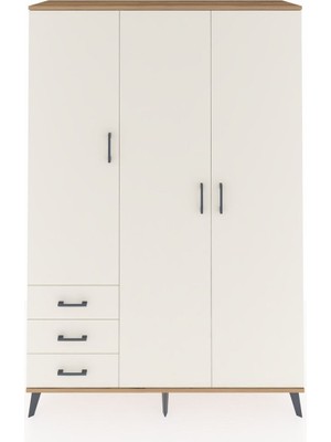 Dienni Hyperion Dolap 6 Raflı 3 Çekmeceli Tek Askılı 132X44X195 Çam-Aytaşı/aytaşı