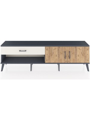 Dienni Arges Tv Ünitesi Tek Raflı Tek Çekmeceli 2 Kapaklı 176X30X51 Antrasit-Çam/aytaşı