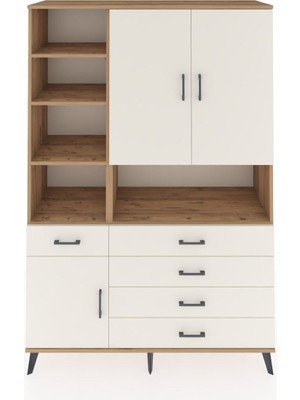 Dienni Hyperion Dolap 8 Raflı 5 Çekmeceli 3 Kapaklı 132X44X195 Çam-Aytaşı/aytaşı