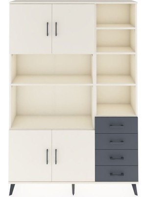 Dienni Arges Dolap 9 Raflı 4 Çekmeceli 4 Kapaklı 132X30X195 Aytaşı-Aytaşı/antrasit