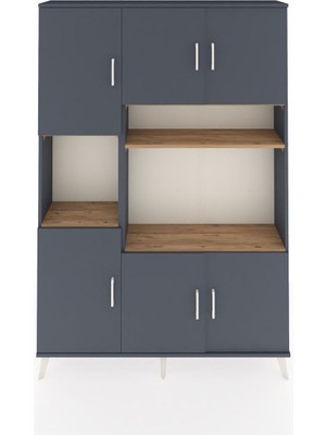 Dienni Arges Dolap 9 Raflı 6 Kapaklı 132X30X195 Antrasit-Antrasit/çam