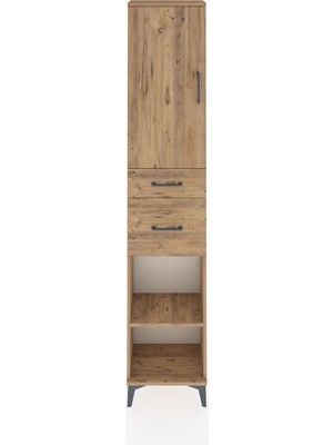 Dienni Arges Dolap 4 Raflı 2 Çekmeceli Tek Kapaklı 44X30X221 Çam-Çam