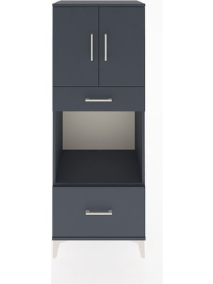 Dienni Hyperion Dolap 2 Raflı 2 Çekmeceli 2 Kapaklı 60X44X163 Antrasit-Antrasit
