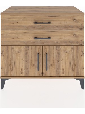 Dienni Hyperion Şifonyer 2 Çekmeceli 2 Kapaklı 88X44X80 Çam-Çam