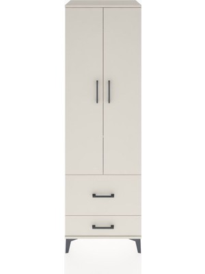 Dienni Hyperion Dolap 2 Raflı 2 Çekmeceli Tek Askılı 60X44X195 Aytaşı-Aytaşı
