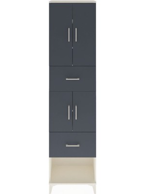 Dienni Arges Dolap 5 Raflı 2 Çekmeceli 4 Kapaklı 60X30X243 Aytaşı-Antrasit