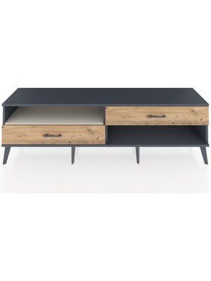 Dienni Hyperion Tv Ünitesi Tek Raflı 2 Çekmeceli  176X44X51 Antrasit-Aytaşı/çam