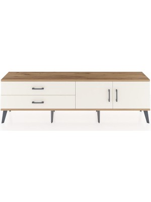 Dienni Arges Tv Ünitesi Tek Raflı 2 Çekmeceli 2 Kapaklı 176X30X51 Çam-Aytaşı/aytaşı