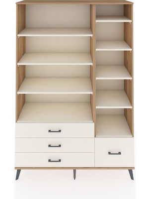 Dienni Hyperion Dolap 9 Raflı 4 Çekmeceli  132X44X195 Çam-Aytaşı/aytaşı