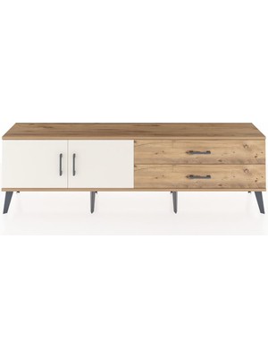 Dienni Arges Tv Ünitesi Tek Raflı 2 Çekmeceli 2 Kapaklı 176X30X51 Çam-Aytaşı/çam