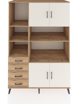 Dienni Kronos Dolap 8 Raflı 4 Çekmeceli 4 Kapaklı 132X59X195 Çam-Aytaşı/çam