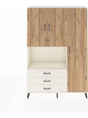 Dienni Arges Dolap 7 Raflı 3 Çekmeceli 3 Kapaklı 132X30X195 Aytaşı-Çam/aytaşı