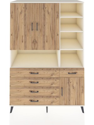 Dienni Kronos Dolap 8 Raflı 5 Çekmeceli 3 Kapaklı 132X59X195 Aytaşı-Çam/çam