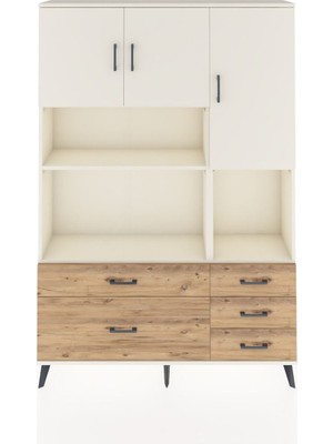 Dienni Arges Dolap 8 Raflı 5 Çekmeceli 3 Kapaklı 132X30X195 Aytaşı-Aytaşı/çam