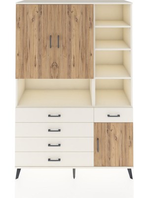 Dienni Hyperion Dolap 8 Raflı 5 Çekmeceli 3 Kapaklı 132X44X195 Aytaşı-Çam/aytaşı