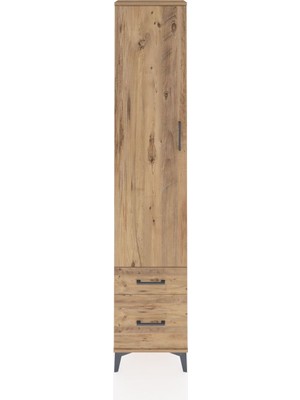Dienni Arges Dolap 2 Raflı 2 Çekmeceli Tek Askılı 44X30X221 Çam-Çam