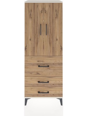 Dienni Hyperion Dolap 3 Raflı 3 Çekmeceli 2 Kapaklı 60X44X163 Aytaşı-Çam