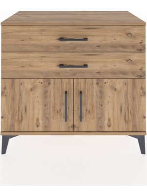 Dienni Hyperion Şifonyer Tek Raflı 2 Çekmeceli 2 Kapaklı 88X44X80 Çam-Çam