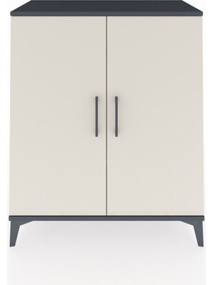 Dienni Hyperion Şifonyer 2 Raflı 2 Kapaklı 88X44X106 Antrasit-Aytaşı