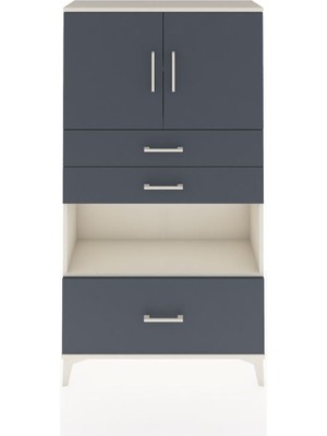 Dienni Arges Dolap 3 Raflı 3 Çekmeceli 2 Kapaklı 88X30X163 Aytaşı-Antrasit