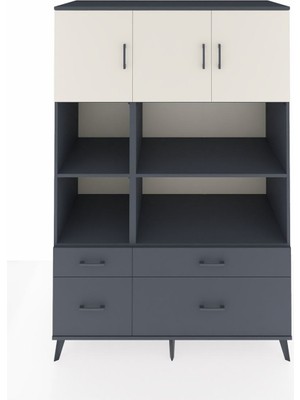 Dienni Kronos Dolap 8 Raflı 4 Çekmeceli 3 Kapaklı 132X59X195 Antrasit-Aytaşı/antrasit