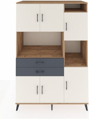 Dienni Kronos Dolap 9 Raflı 2 Çekmeceli 6 Kapaklı 132X59X195 Çam-Aytaşı/antrasit