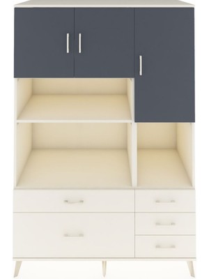 Dienni Kronos Dolap 8 Raflı 5 Çekmeceli 3 Kapaklı 132X59X195 Aytaşı-Antrasit/aytaşı