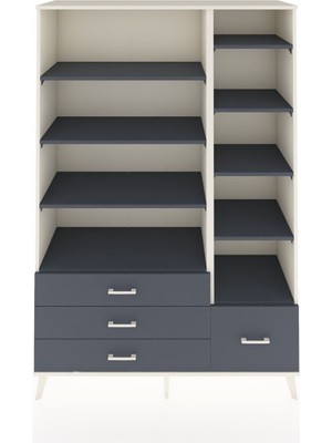 Dienni Hyperion Dolap 9 Raflı 4 Çekmeceli  132X44X195 Aytaşı-Antrasit/antrasit