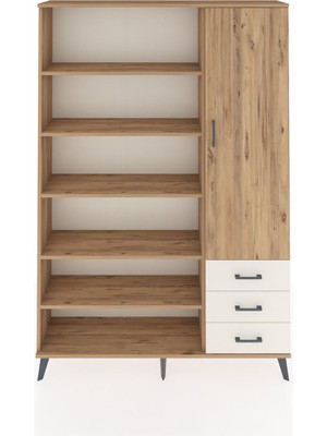 Dienni Arges Dolap 9 Raflı 3 Çekmeceli Tek Kapaklı  132X30X195 Çam-Çam/aytaşı