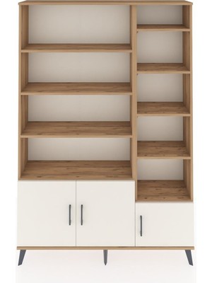 Dienni Arges Dolap 10 Raflı 3 Kapaklı 132X30X195 Çam-Aytaşı/çam
