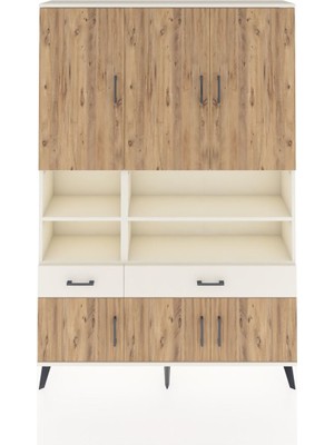 Dienni Arges Dolap 8 Raflı 2 Çekmeceli 6 Kapaklı 132X30X195 Aytaşı-Çam/aytaşı