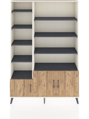 Dienni Arges Dolap 10 Raflı 3 Kapaklı 132X30X195 Aytaşı-Çam/antrasit