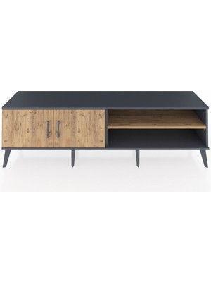 Dienni Hyperion Tv Ünitesi 2 Raflı 2 Kapaklı 176X44X51 Antrasit-Çam/çam