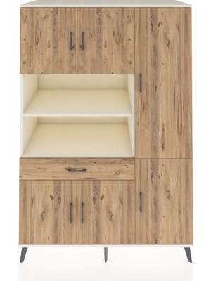 Dienni Kronos Dolap 10 Raflı Tek Çekmeceli 6 Kapaklı 132X59X195 Aytaşı-Çam/çam