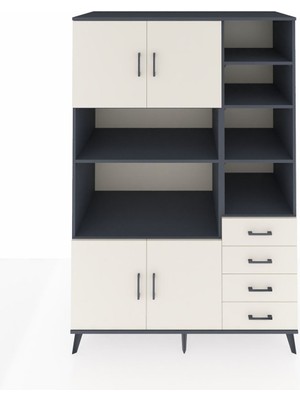 Dienni Kronos Dolap 9 Raflı 4 Çekmeceli 4 Kapaklı 132X59X195 Antrasit-Aytaşı/aytaşı