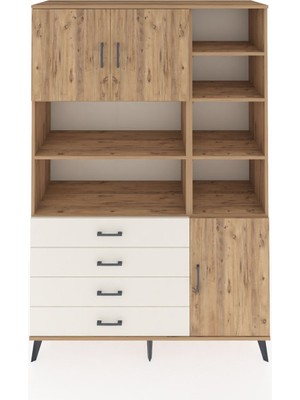 Dienni Hyperion Dolap 9 Raflı 4 Çekmeceli 3 Kapaklı 132X44X195 Çam-Çam/aytaşı