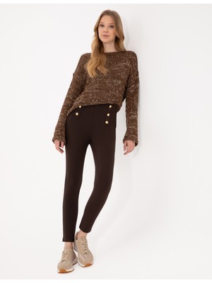 Pierre Cardin Kadın Kahverengi Slim Fit Tayt 50309151-VR029