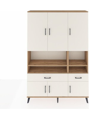 Dienni Arges Dolap 8 Raflı 2 Çekmeceli 6 Kapaklı 132X30X195 Çam-Aytaşı/aytaşı
