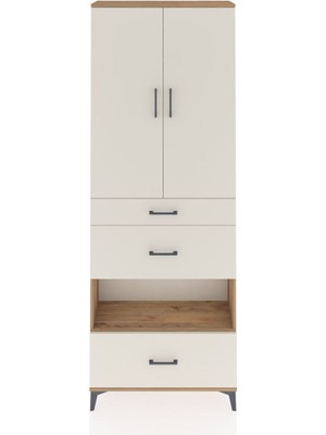 Dienni Arges Dolap 4 Raflı 3 Çekmeceli 2 Kapaklı 88X30X243 Çam-Aytaşı