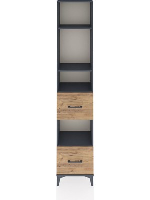 Dienni Arges Dolap 4 Raflı 2 Çekmeceli 44X30X221 Antrasit-Çam