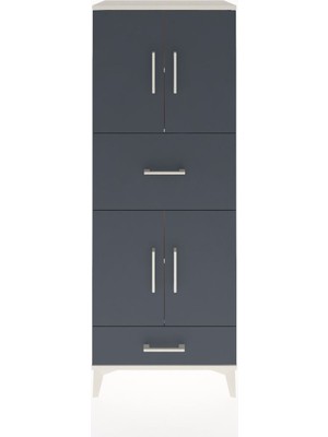 Dienni Hyperion Dolap 4 Raflı 2 Çekmeceli 4 Kapaklı 60X44X163 Aytaşı-Antrasit