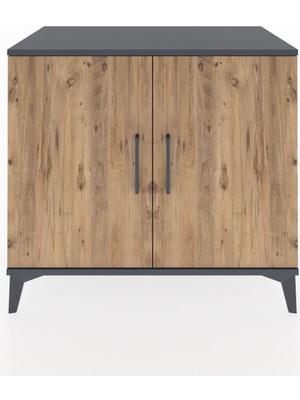 Dienni Hyperion Şifonyer 2 Raflı 2 Kapaklı 88X44X80 Antrasit-Çam