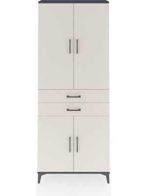 Dienni Arges Dolap 4 Raflı 2 Çekmeceli 4 Kapaklı 88X30X221 Antrasit-Aytaşı
